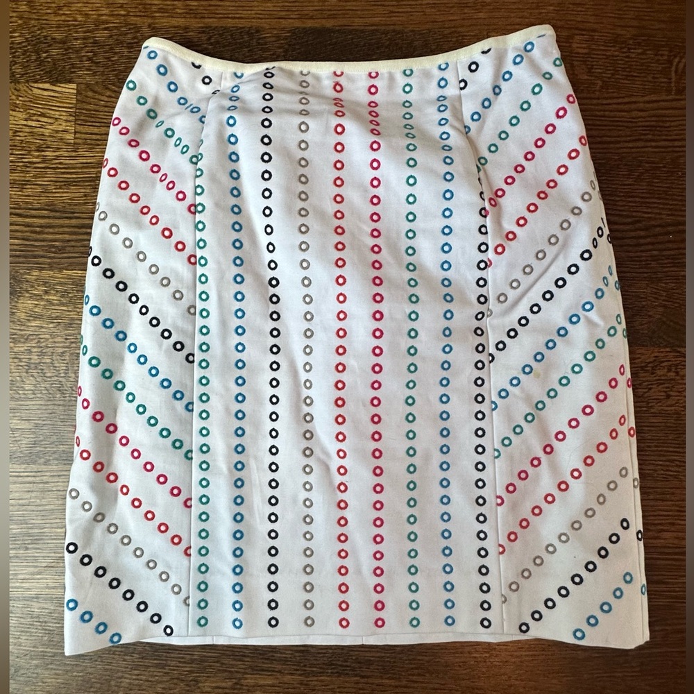 Etcetera Embroidered Circles Pencil Skirt, size 6